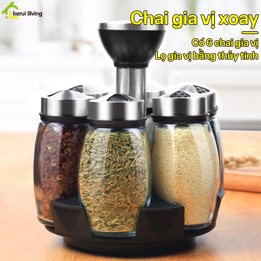 Bình gia vị xoay, hộp đựng gia vị xoay,lọ đựng gia vị PIKUP thiết kế sang trọng tiện ích cho nhà bếp