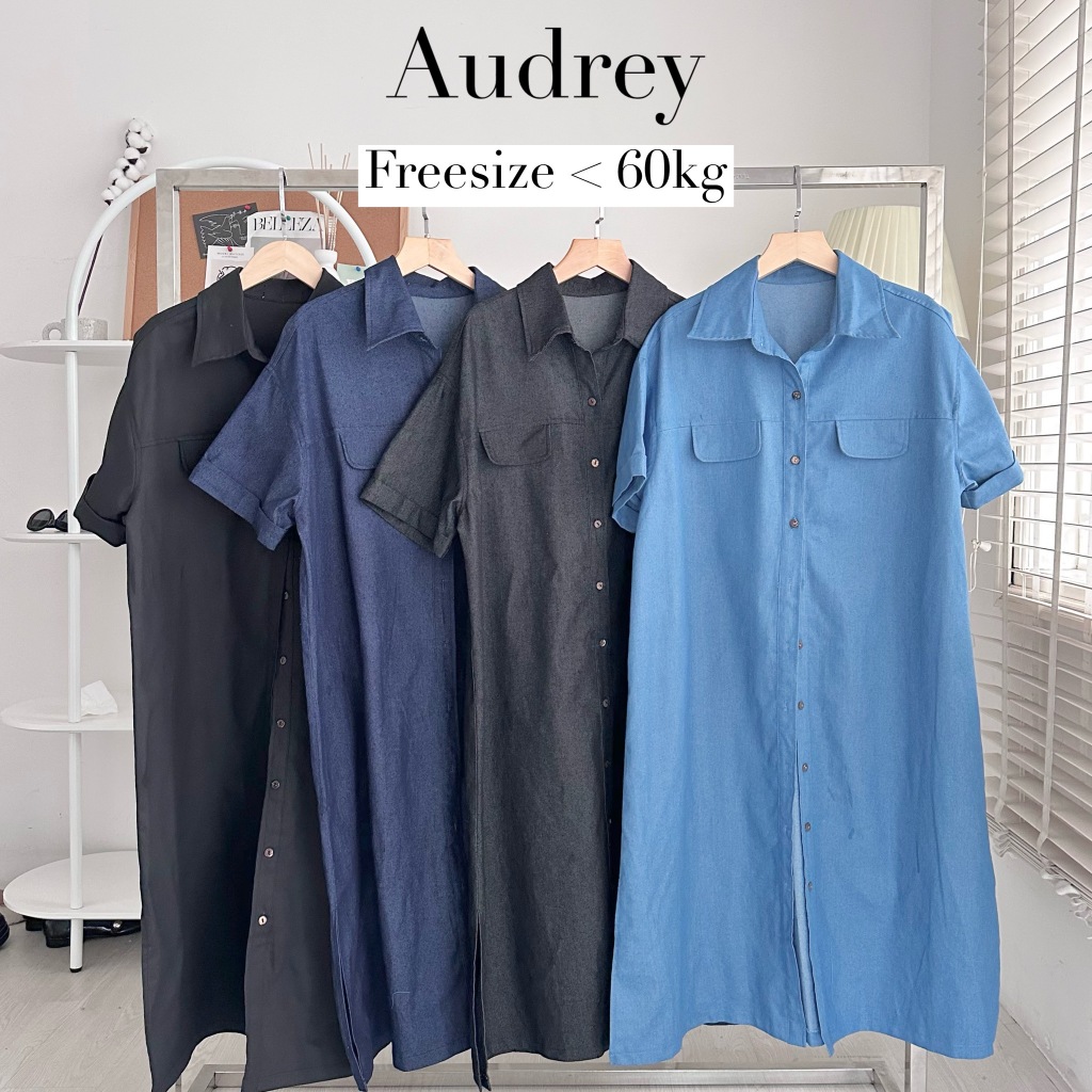 V511 Váy denim dáng rộng xẻ tà AUDREY