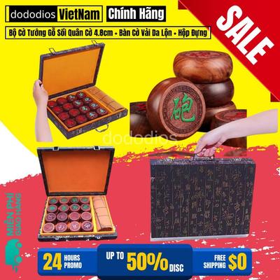 Bộ Cờ Tướng Gỗ Sồi Quân Cờ 4.8cm + Bàn Cờ Vải Da Lộn + Hộp Đựng Quà Tặng Cao Cấp - Hãng Dododios - Mã Vip01
