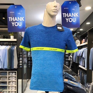 Áo T-shirt dunlop màu xanh coban regular vải poly DATES8082-1