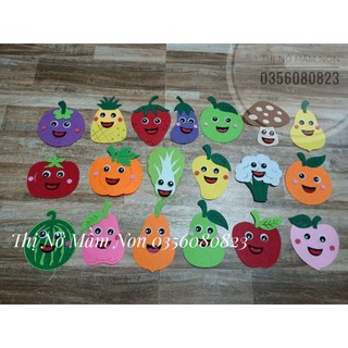set 20 hình củ quả nỉ trang trí lớp mầm non 12-15cm