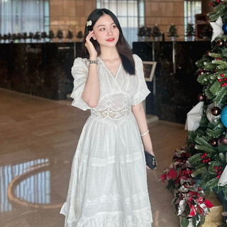 GAIETE Đầm cotton tay lửng Lucy DAM006