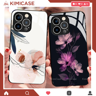 Ốp IPHONE 6/6s/6plus/7/8/plus/x/xs/11/12/13/14/15/pro/max/plus/promax lưng kính cường lực hoa lá