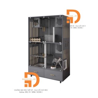 Tủ gỗ cho mèo - VILLA mèo 3 tầng CAO CẤP - MS050 xinh xắn phù hợp3-7 bé mèo vui chơi