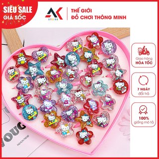 Hộp Nhẫn Hình Trái Tim Họa Tiết Hello Kitty Elsa Nhũ Lấp Lánh Cho Bé Gái Siêu Xinh Siêu Yêu