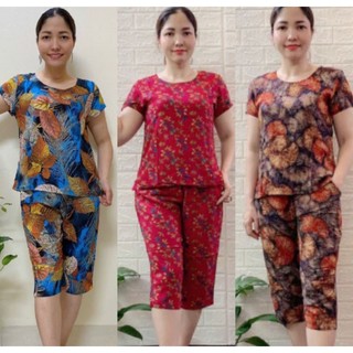 Đồ bộ tole lanh nữ trung niên, quần lửng có túi, ảnh thật, được kiểm hàng