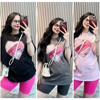 Sét bộ nữ , đồ bộ nữ , bigsize , set bộ lửng ngố trái tim hồng 3 màu