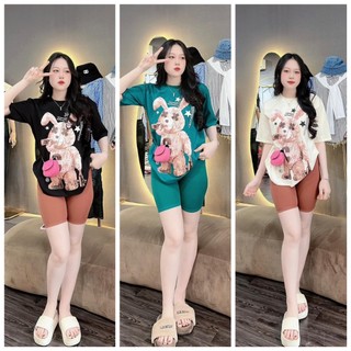 Sét bộ nữ , đồ bộ nữ , bigsize , sét lửng in con thỏ nâu đất