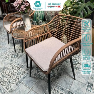 Bộ Bàn Ghế song mây FutureHomes giả mây cao cấp dùng cho ban công sân vườn quán cafe sang trọng/ HCM