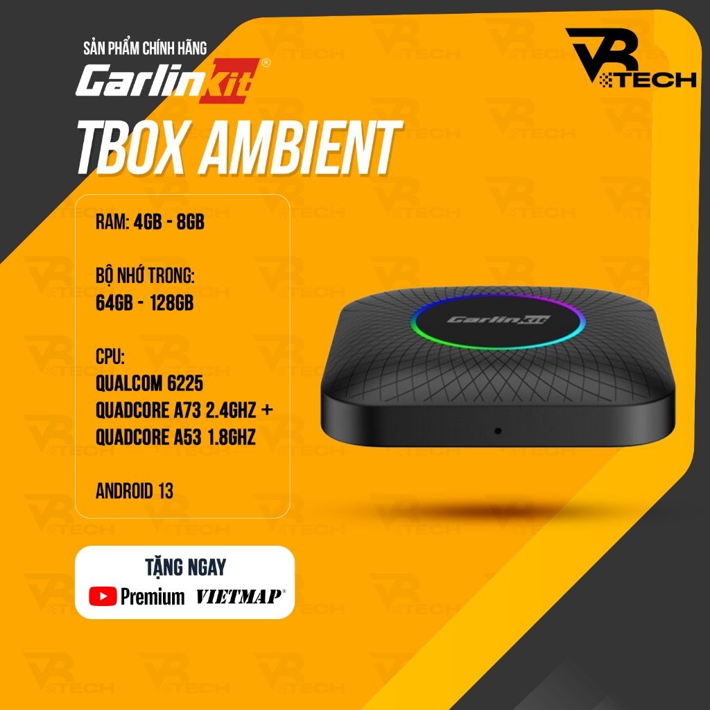 Bộ Android Box Chính Hãng Carlinkit Tbox Ambient Led Qualcomm 6225, Tbox Plus Qualcomm 6125 tặng VietmapS2 dành cho ô tô | BigBuy360 - bigbuy360.vn