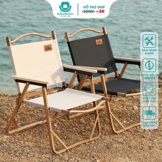 Ghế Camping Gấp Gọn FutureHomes, Ghế gấp gọn Dã Ngoại Có Tựa Lưng, Khung Nhôm Tay Cầm Gỗ Chắc Chắn