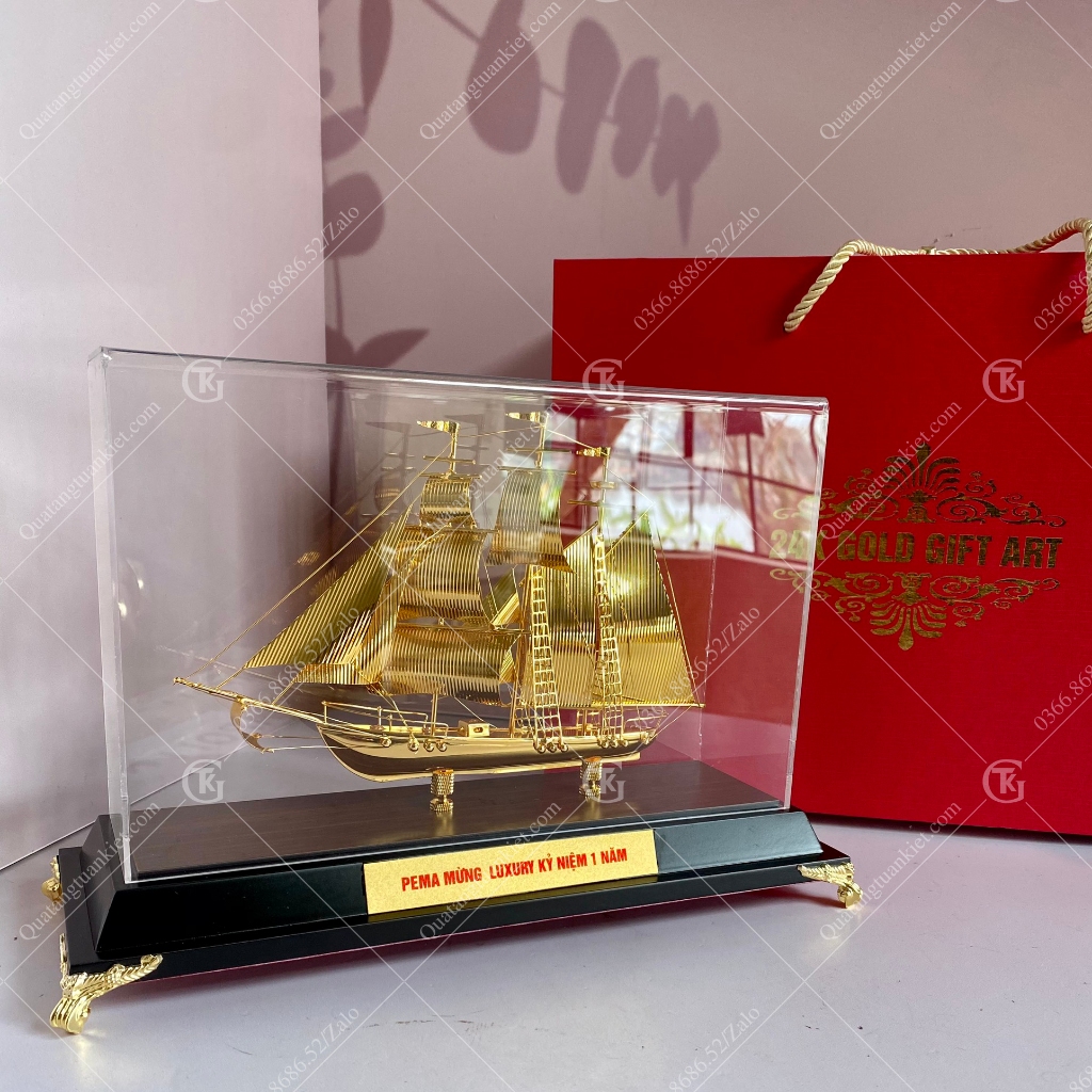 [QUÀ TẶNG CAO CẤP] MÔ HÌNH THUYỀN MẠ VÀNG 24K