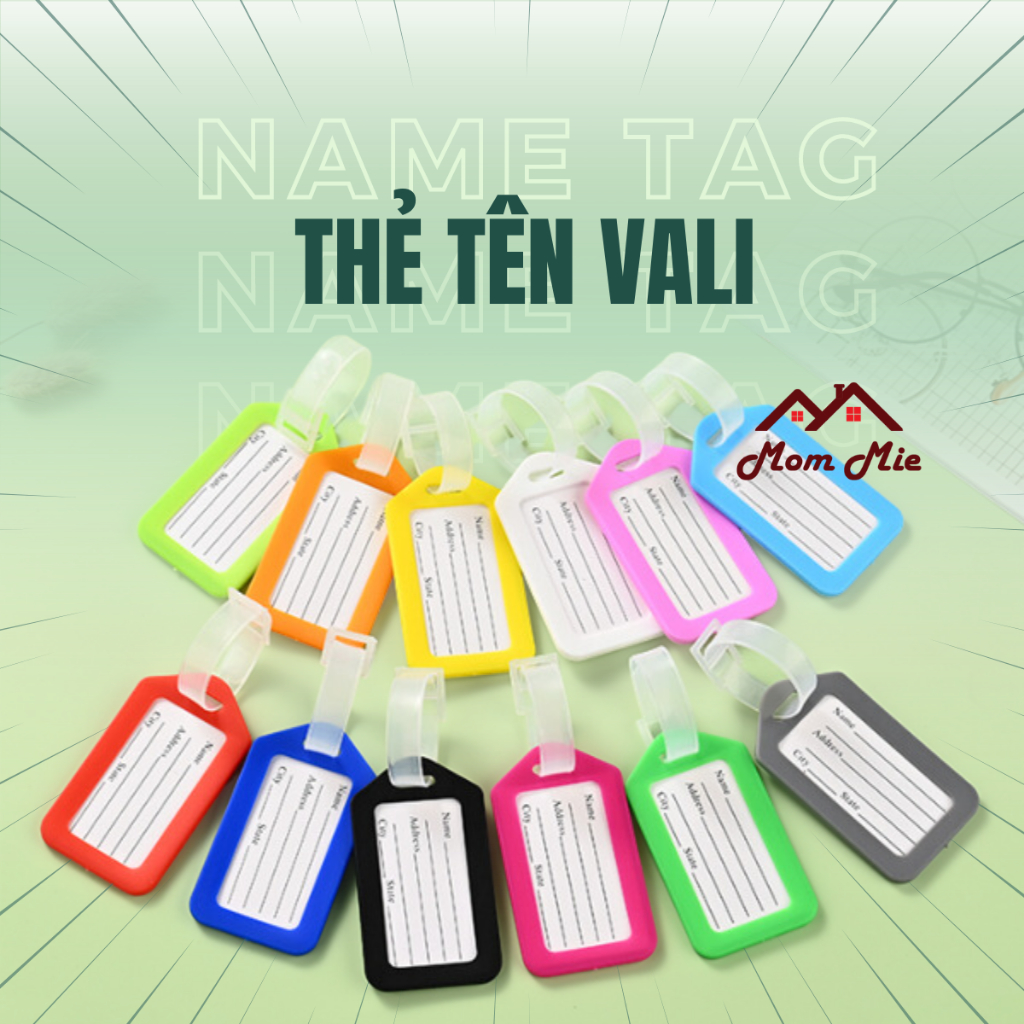 Thẻ tên gắn vali du lịch, cặp sách cho bé, name tag hành lý bằng nhựa dẻo - M141