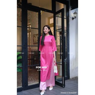 Áo dài suông nút bọc hồng sen ad03614