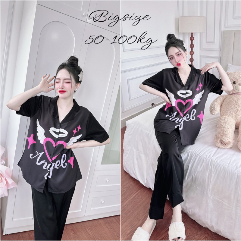 Đồ Bộ Bigsize Lụa Mango in 5D 50-100kg - M4