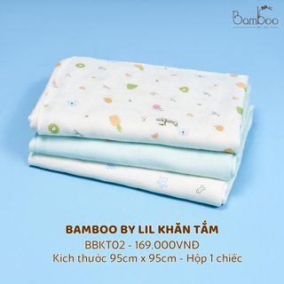 DEAL 15.3 Combo 3 khăn tắm sợi tre bamboo màu ngẫu nhiên cho bé