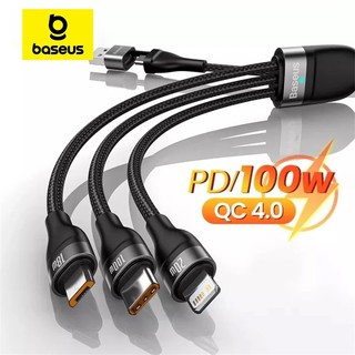 Dây Cáp Sạc Nhanh Baseus 100W 5 trong 1 USB Type C Micro USB PD QC3.0 cho iP 15 14 13 12 Samsung Xiaomi Mac