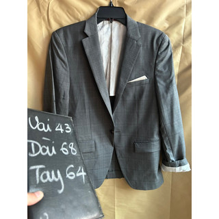 ❣️Áo Vest Blazer Nam Xám Caro 1 Nút size nhỏ 1m65 Hiệu 2hands (Hàng Si Hàn Quốc )y