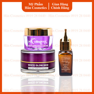 Bộ dưỡng da ngày và đêm - Kem face tím serum cao cấp kem lạnh tím dưỡng ẩm giảm mụn nám tàn nhàng NCollagen Hân Cosmetic
