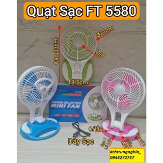 Quạt Sạc Điện JR5580 Có Đèn 21 LED | PIN 3000MAH