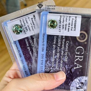 Đá Moissanite Xanh Lá 58 - 100 Giác Cắt, Kích Thước 4mm Đến 7.5mm Có Giấy Kiểm Định Quốc Tế