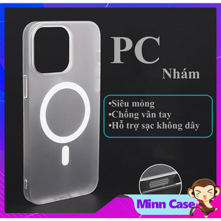 Ốp lưng PC cứng nhám siêu mỏng từ tính hỗ trợ sạc không dây cho 15 14 13 Pro MAX 14 Plus 12 Pro MinnCase