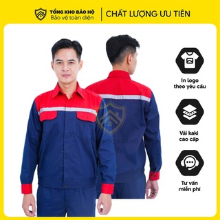 Áo Quần Đồng Phục Bảo Hộ Kỹ Sư AV08 Màu Tím Than Viền Đỏ