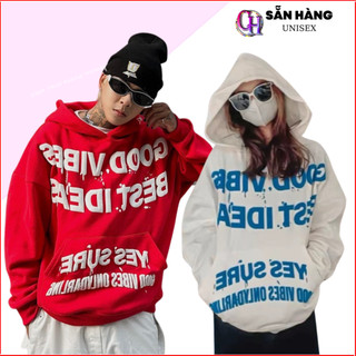 Áo Hoodie GOOD VIBES In Nổi 3D Form Rộng Unisex Chất Nỉ Bông Cao Cấp dang BOXY 4 Màu  phong cách hàn quốc - CHP