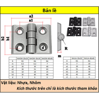 Bản lề nhôm định hình (Nhựa, nhôm)