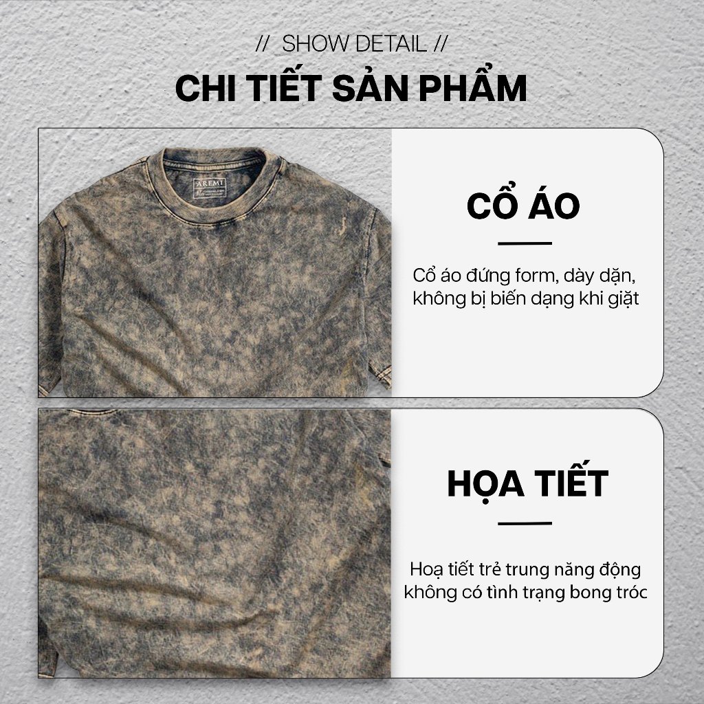 Áo thun nam tay ngắn cổ tròn WASH chính hãng AREMI vải cotton co giản mềm mịn cao cấp ATS0022