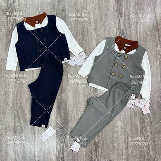 Bộ 3 chi tiết : sơ mi + quần âu + gile cho bé trai