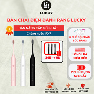 Bàn Chải Điện Đa Năng Thông Minh LUCKY Máy Đánh Răng Sonic X-3 Sóng Âm Tặng Kèm 4 Đầu Thay Thế BCD01
