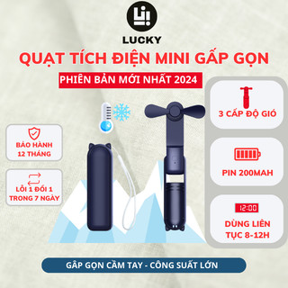 Quạt mini cầm tay gấp gọn DELADEP 3 chế độ gió tích hợp làm sạc dự phòng điện thoại dung lượng pin 2000mAh QMN08