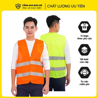 Áo Bảo Hộ Gile, Áo Gile Lưới Phản Quang 2 Sọc Cao Cấp AV31