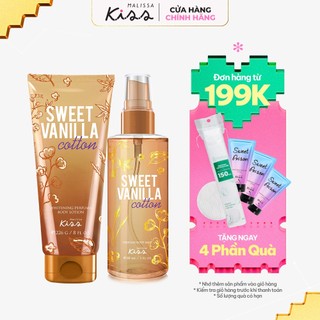 Bộ Đôi Hoàn Hảo Malissa Kiss Body Lotion & Body Mist hương Sweet Vanilla 226G