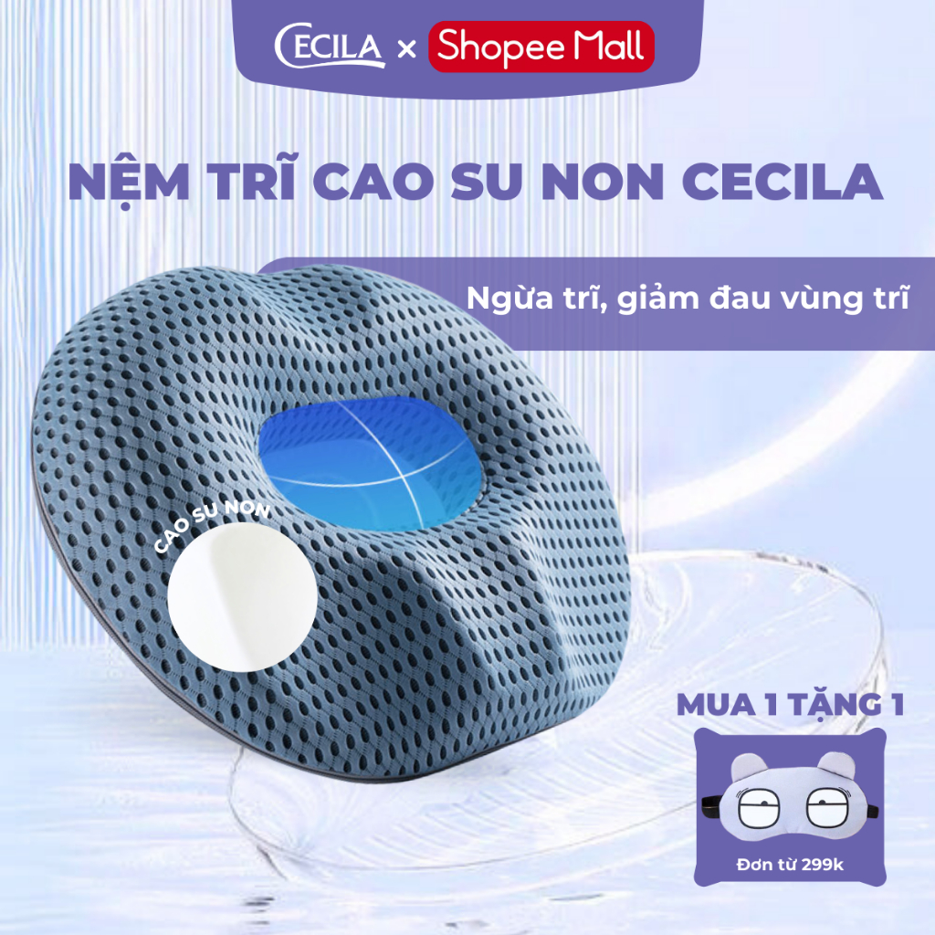 Gối lót ghế ngồi y tế chống trĩ CECILA, Chất liệu cao su non giảm ê mỏi mông cho dân văn phòng, bà bầu, người bệnh trĩ.