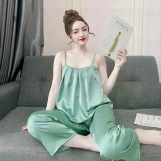 Đồ ngủ nữ 2 dây freesize vải lụa Latin mặc nhà dễ thương -CN41