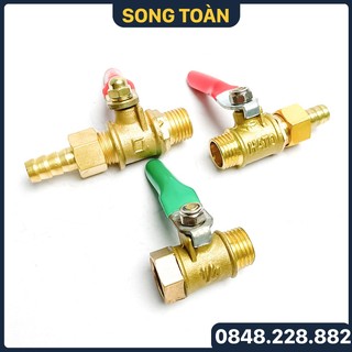 Van Khóa Đồng Phi 13, Van Hơi Đồng 1/4 (13) Hai Ren Ngoài - Kèm Đuôi Chuột 8mm