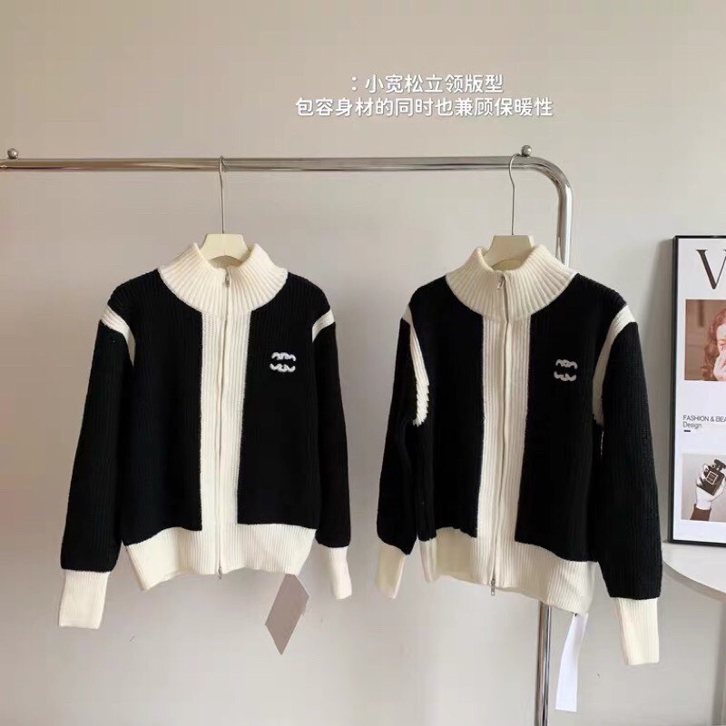 Áo khoác ngoài, áo cadigan len cao cổ dệt kim phối 2 màu họa tiết thêu nổi unisex | BigBuy360 - bigbuy360.vn