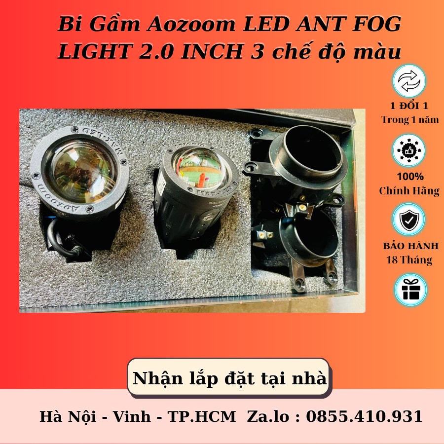 Bi Gầm Aozoom LED ANT FOG LIGHT 2.0 INCH 3 chế độ màu