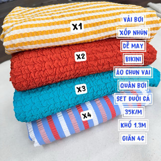 Vải Bơi- Vải May đồ bơi , Bikini -Vải Kẻ Xốp nhún- May Đồ bơi kiểu Tạo nhún xòe rất xinh