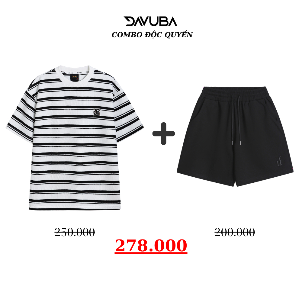 [Combo độc quyền DAVUBA] Áo thun trơn kẻ sọc Dream + quần short D CB27 | BigBuy360 - bigbuy360.vn