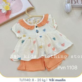 Đồ bộ phối bèo nhiều màu kết hợp họa tiết đáng yêu cho bé gái, Bộ Quần Áo TuTi TuTi Baby Cho Bé, TUTI BABY140