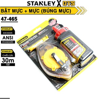 Bộ bật mực tay quay 30m powerwinder hãng stanley mỹ | búng mực đánh dấu kèm hộp mực độ chính xác cao nhựa abs 47-465
