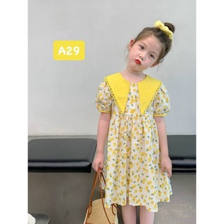 Váy bé gái cổ nhọn A29 họa tiết quả dứa cute cho bé 8-26kg