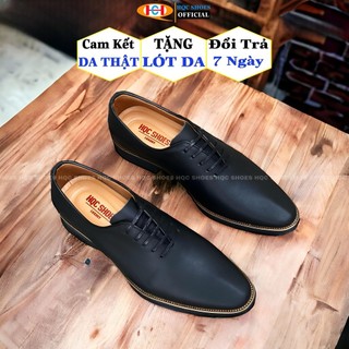 Giày da nam buộc dây HQC SHOES da bò thật đế cao su đúc bảo hành 12 tháng HQ886