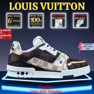 Giày lv louis vuitton trainer #54, giày sneaker lv nâu nam nữ hàng cao cấp - công giày sneaker