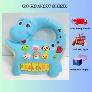  Đồ chơi Đàn piano hình con vật cao cấp Đàn Piano hình con bò khủng long... đèn sáng nhấp nháy,2 chế độ âm thanh to nhỏ 