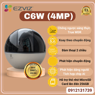 Camera WIFI trong nhà cao cấp EZVIZ C6W E6 4MP 2K XOAY 360, đàm thoại 2 chiều hàng chính hãng