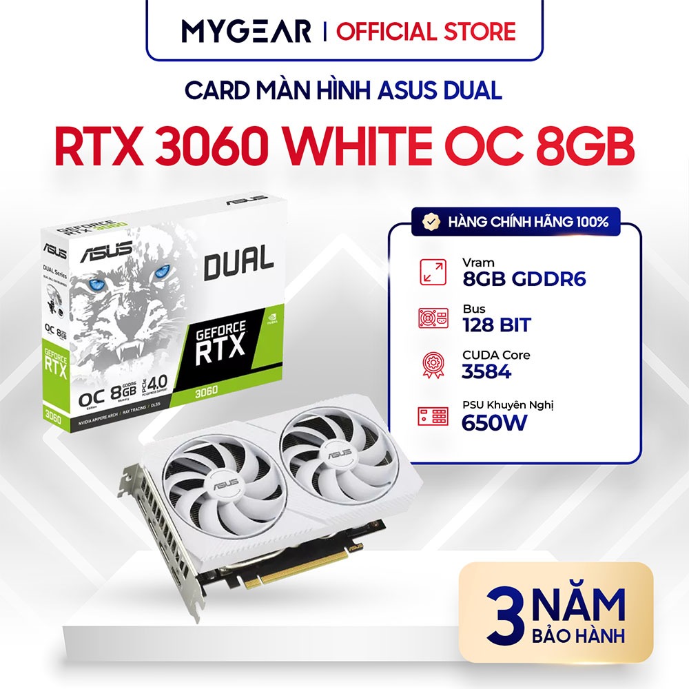 Card màn hình VGA ASUS RTX 3060 [8GB/12GB] Đen/Trắng - Bảo hành chính hãng 36 tháng [NEW] | BigBuy360 - bigbuy360.vn